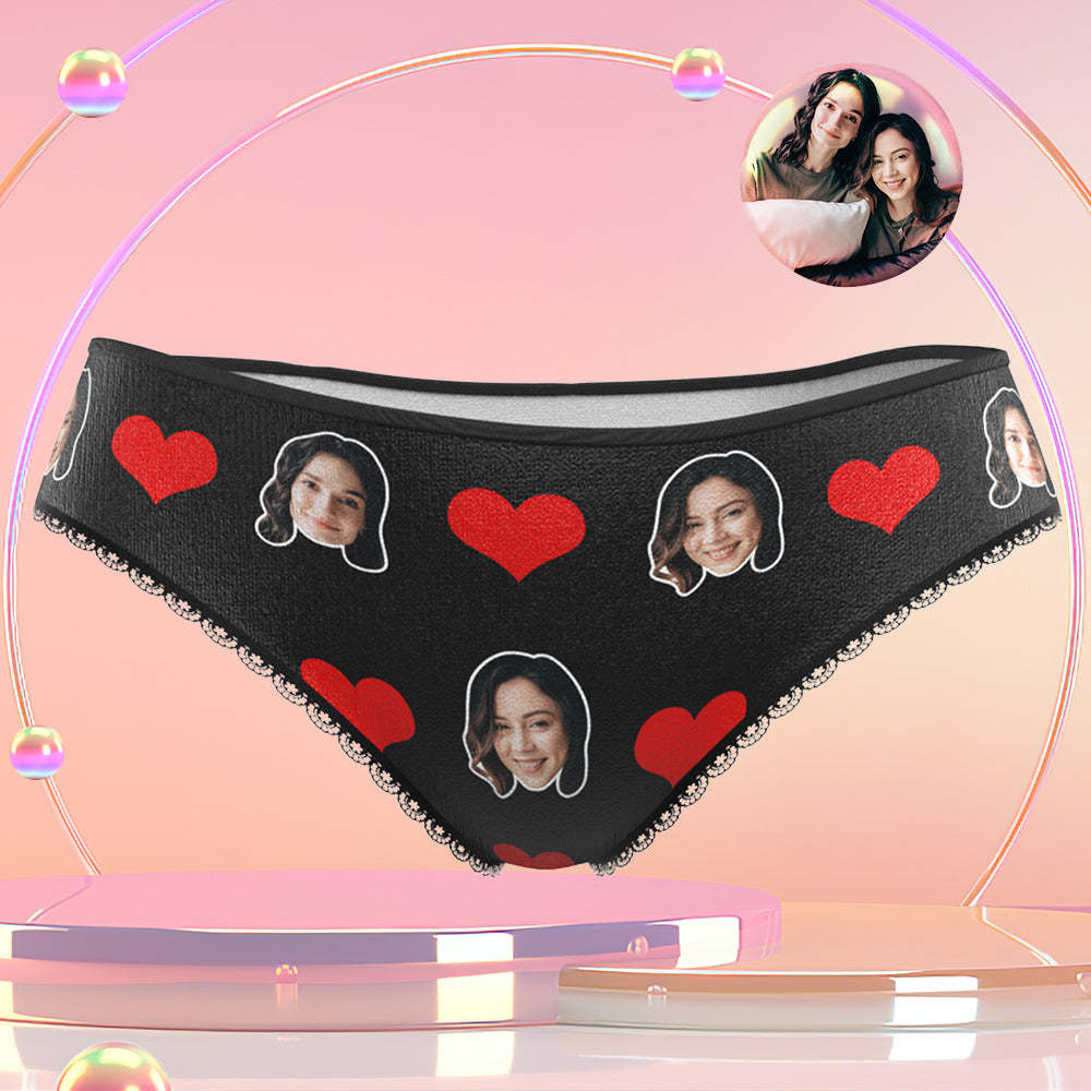 Couple Women's Custom Face Heart Panties Personalized LGBT Gifts - MyFaceBoxer