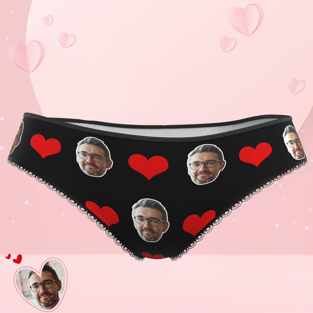 Couple Women's Custom Face Heart Panties Wedding Gift