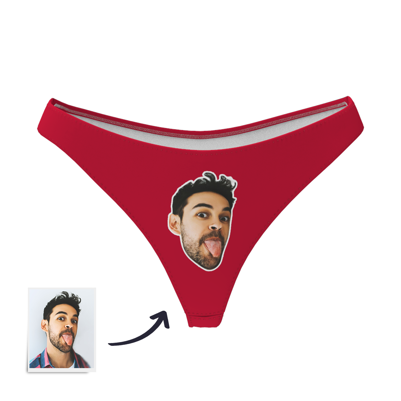 Valentine's Day Women's Custom Face Thong Panty - Solid Color - MyFaceBoxer