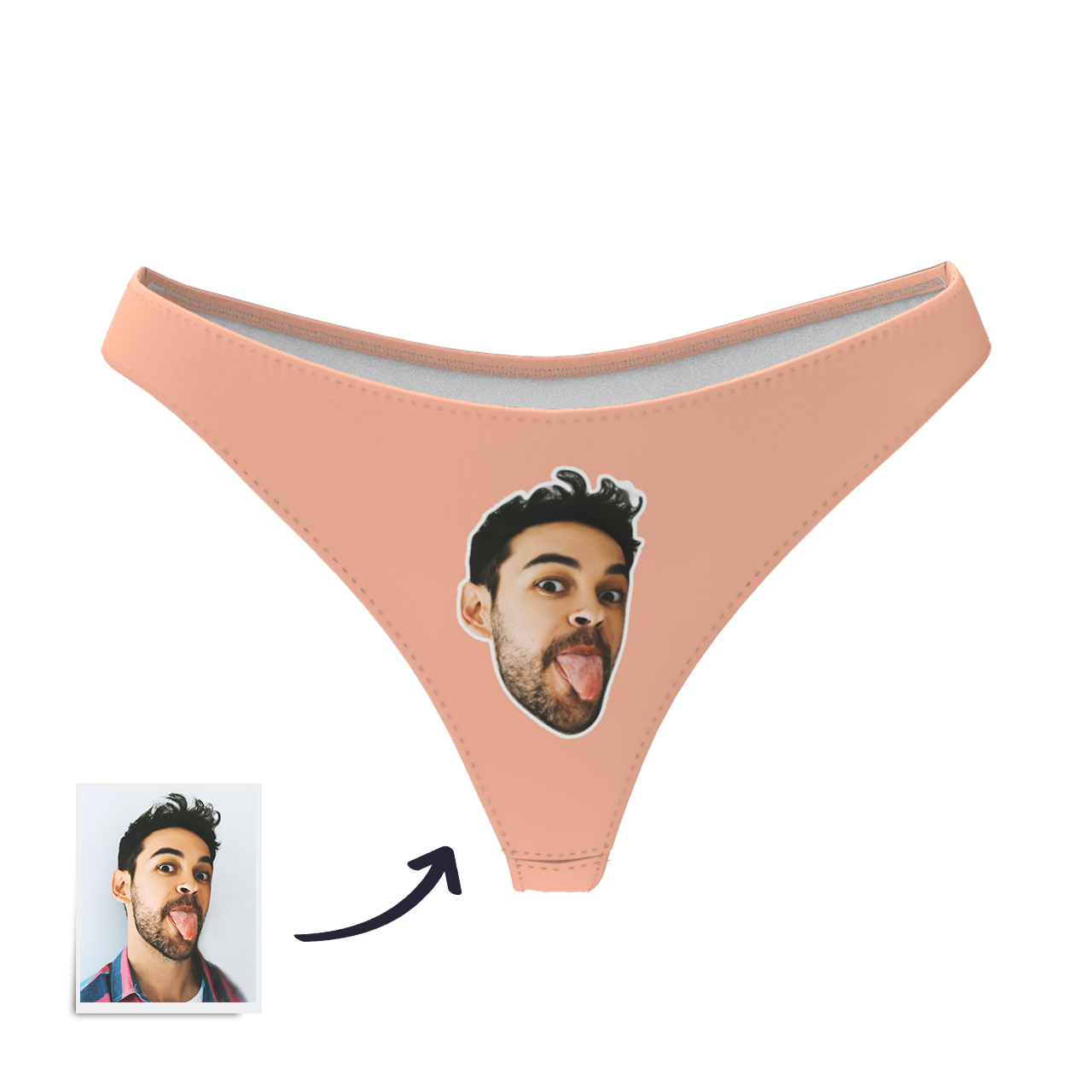 Valentine's Day Women's Custom Face Thong Panty - Solid Color - MyFaceBoxer