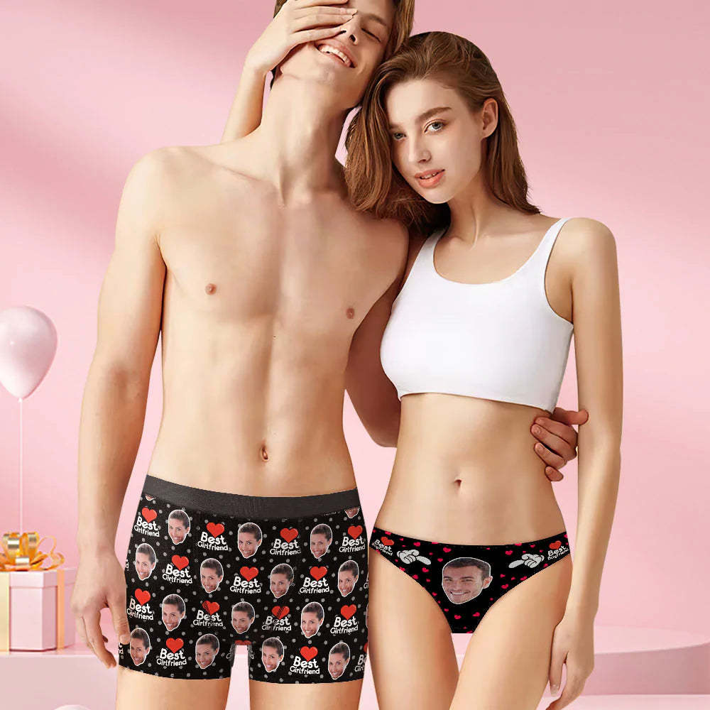 Custom Face Couple Matching Underwear Best Girlfriend and Boyfriend Valentine's Day Gift for Lovers - MyFaceBoxer
