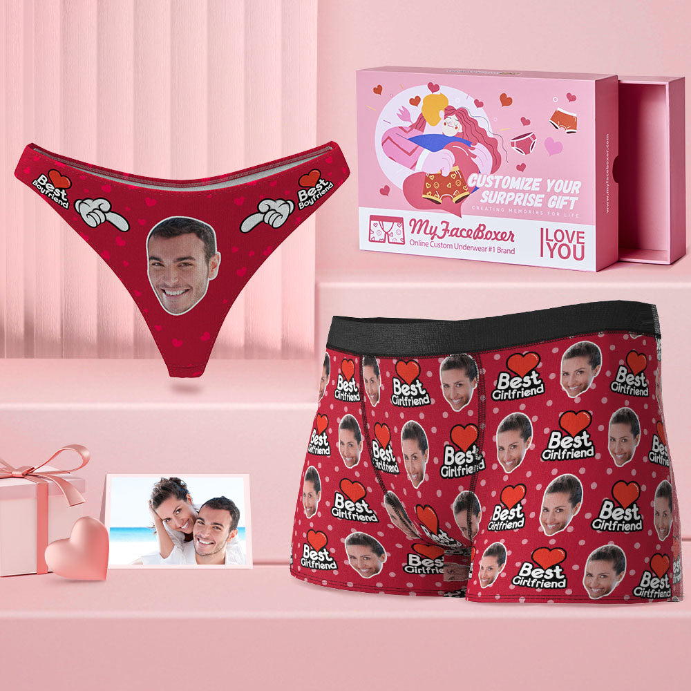 Custom Face Couple Matching Underwear Multicolor Best Girlfriend and Boyfriend Valentine's Day Gift for Lovers - MyFaceBoxer