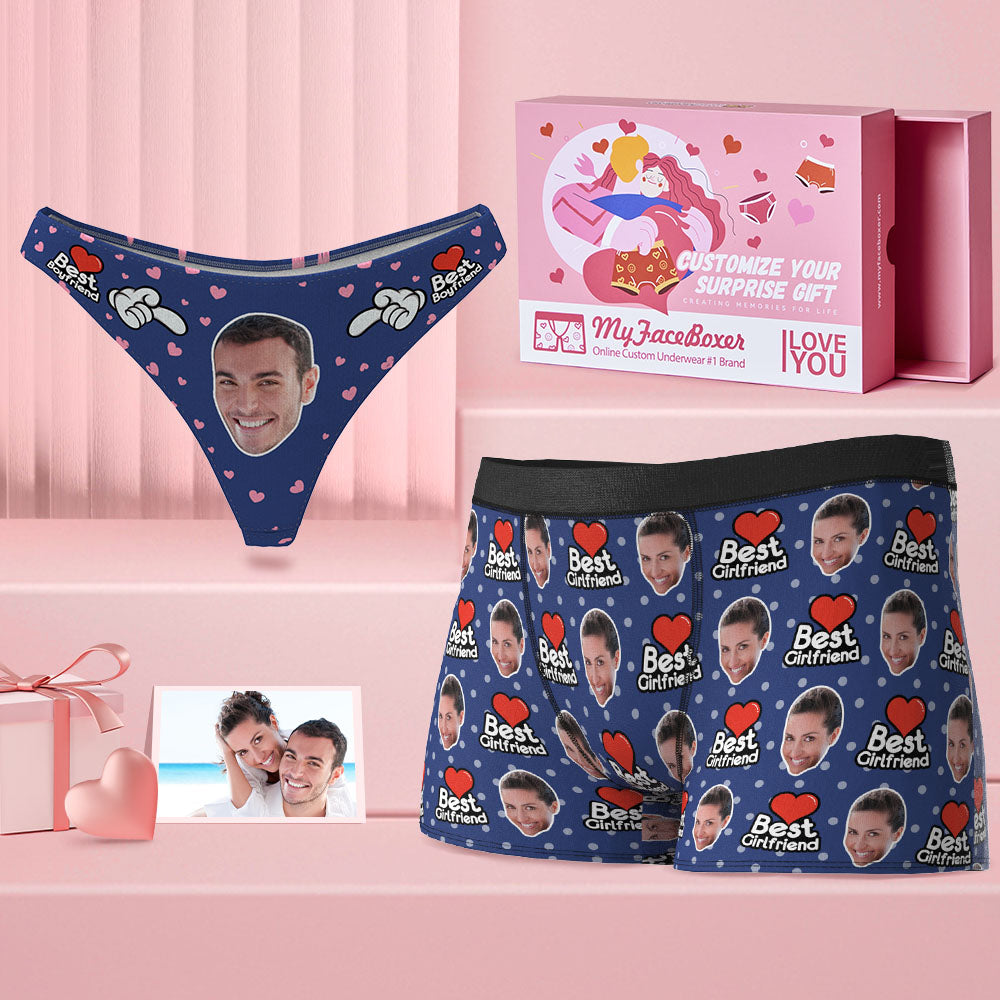 Custom Face Couple Matching Underwear Multicolor Best Girlfriend and Boyfriend Valentine's Day Gift for Lovers - MyFaceBoxer