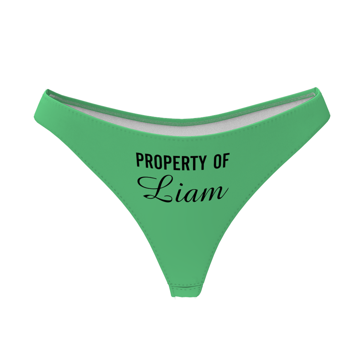 Women's Custom Name Property of Thong Panty - Solid Color - MyFaceBoxer