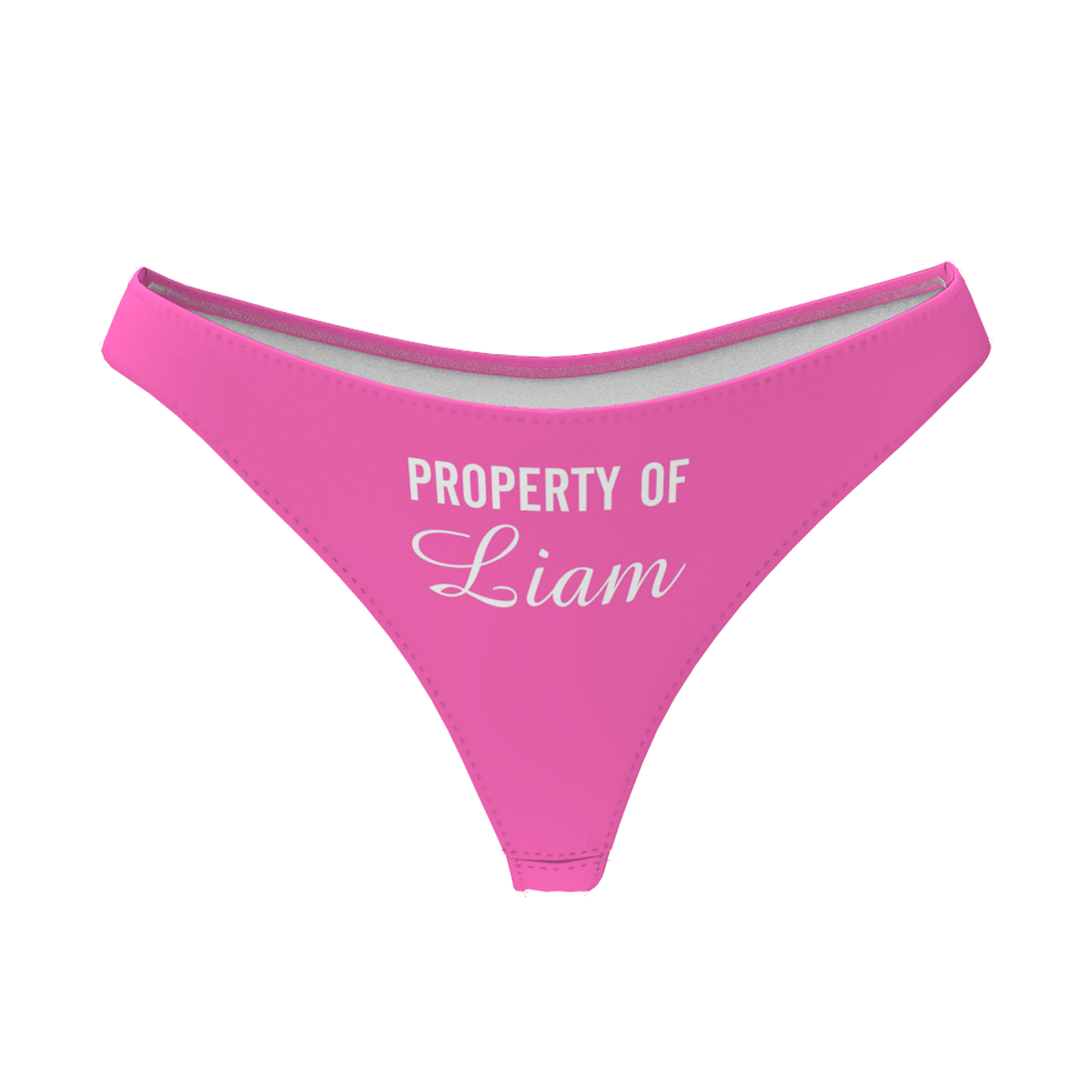 Women's  Custom Name Property of Thong Panty - Solid Color	 - MyFaceBoxer