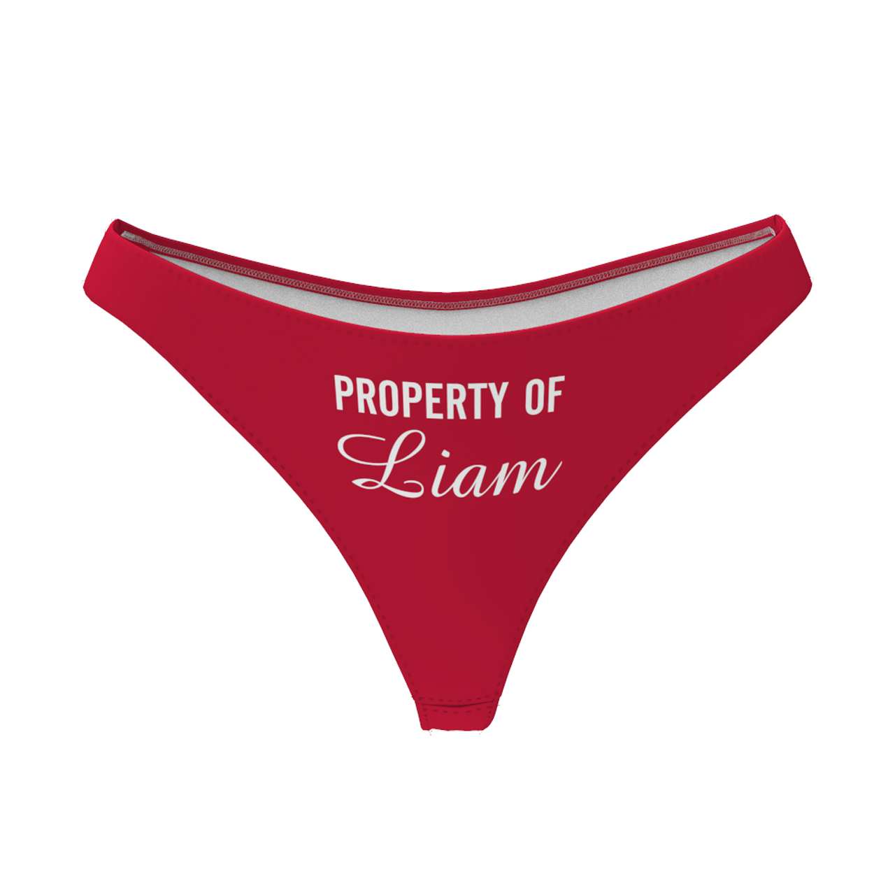 Women's Custom Name Property of Thong Panty - Solid Color - MyFaceBoxer