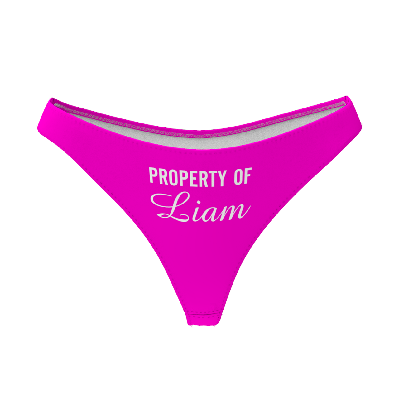 Women's Custom Name Property of Thong Panty - Solid Color - MyFaceBoxer
