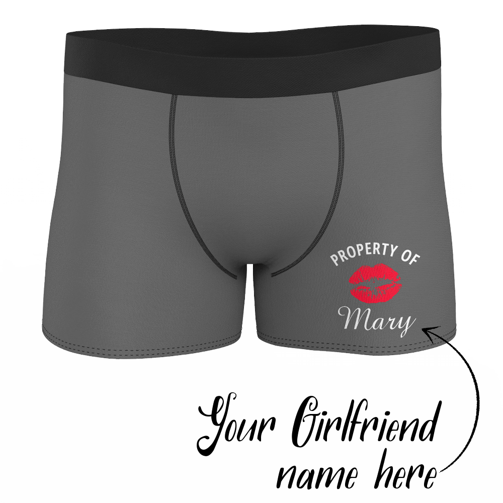 Men's Personalized Name Colorful Property of Boxer Shorts - Kiss - MyFaceBoxer