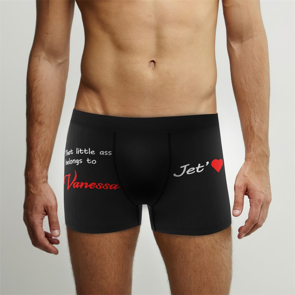 Custom Boxers Briefs That little ass belongs to Personalized Underwear Jet Heart Gift - MyFaceBoxer