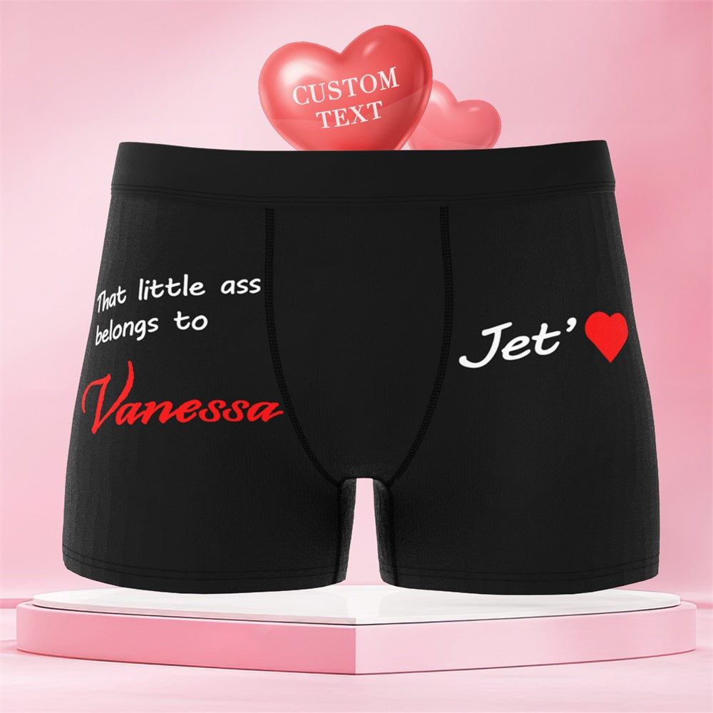 Custom Boxers Briefs That little ass belongs to Personalized Underwear Jet Heart Gift - MyFaceBoxer