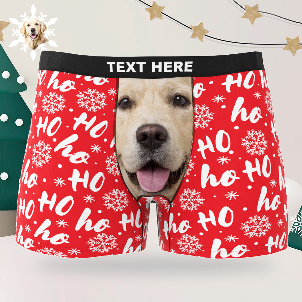 Custom Men's Photo Boxers Personalized Christmas Big Face Red Underwear Christmas Gift for Him - MyFaceBoxer