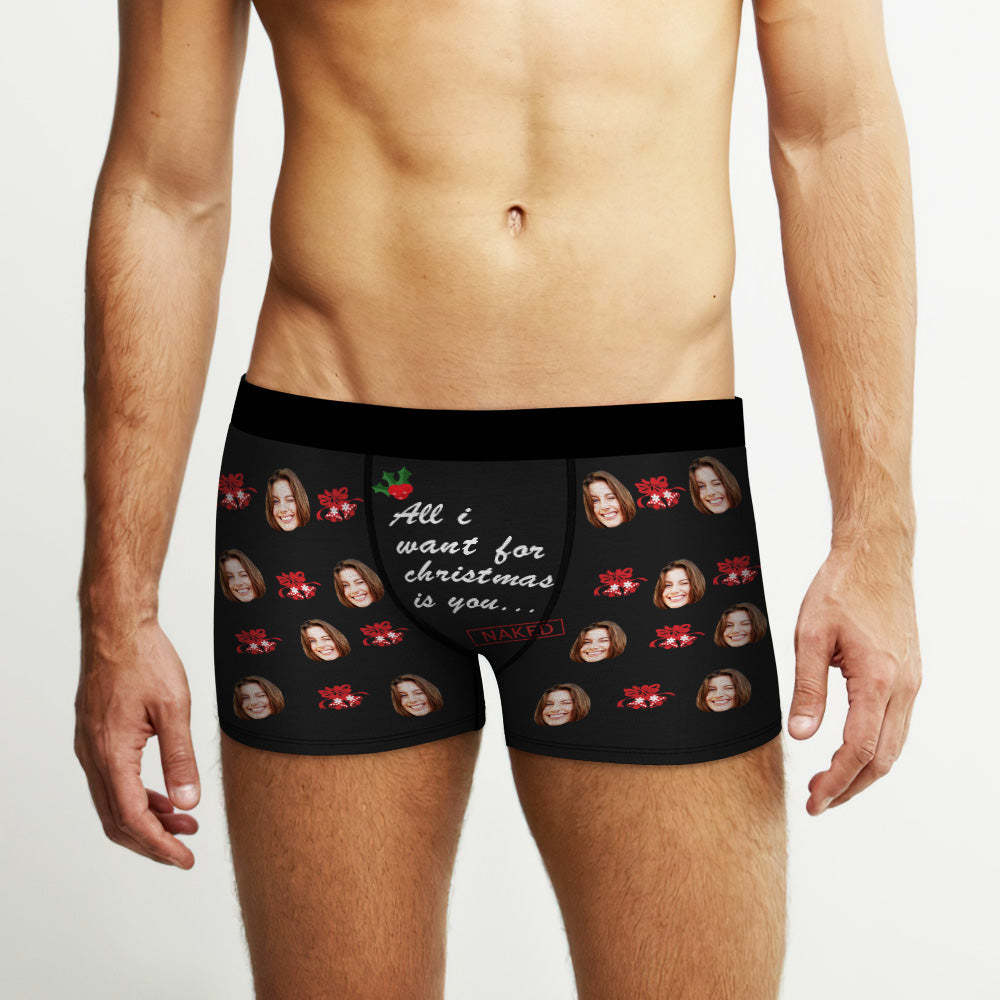 Custom Face Christmas Bells Boxers Briefs Personalized Mens Underwear Funny Briefs With Photo -All i Want for Christmas is You - MyFaceBoxer
