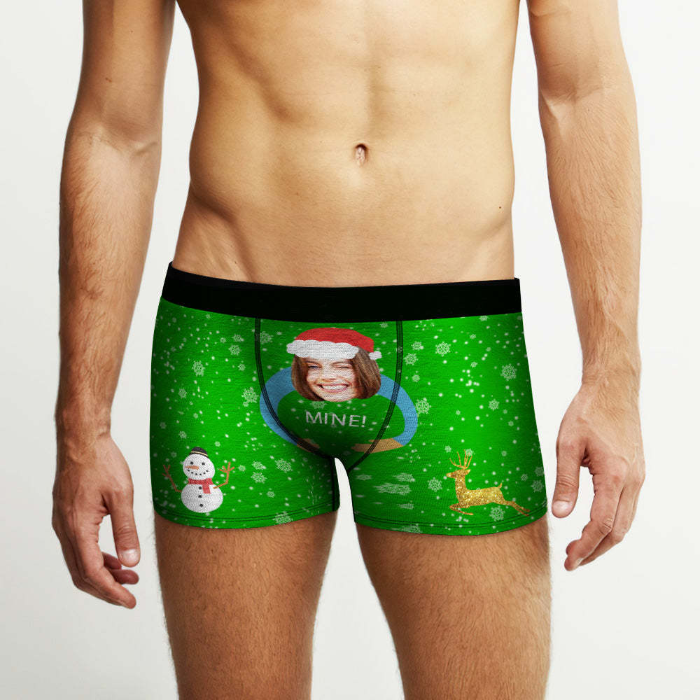 Custom Face Boxers Briefs Personalized Mens Underwear Funny Briefs Christmas Snowman and Elk - MyFaceBoxer