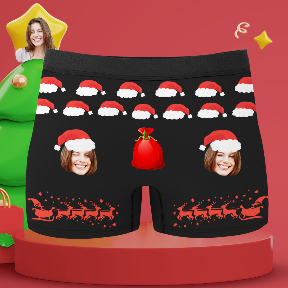 Custom Face Boxers Christmas Briefs Personalized Mens Underwear Funny Santa Claus Ring My Bells - MyFaceBoxer