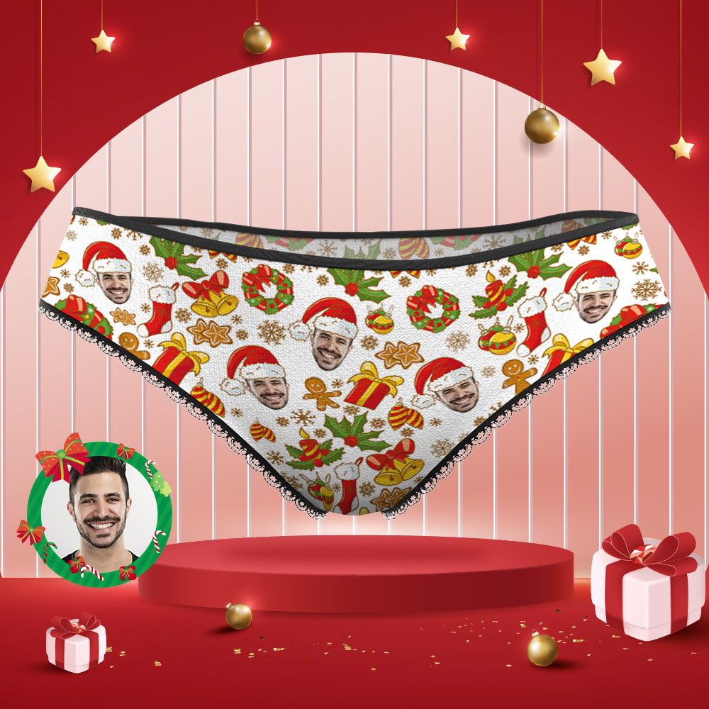 Custom Face Panties Personalized Christmas Lace Panties for Women - MyFaceBoxer