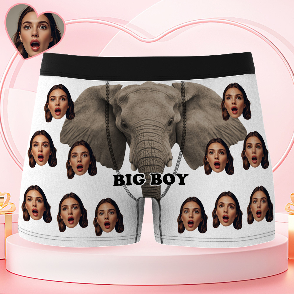 Custom Face Men's Underwear Big Boy Personalized Photo Men's Boxer Briefs Valentine's Gifts