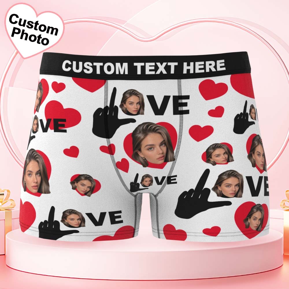 Valentine's Day Gifts Custom Face Men's Underwear Personalized Boxer Briefs Gifts for Him Love Gesture