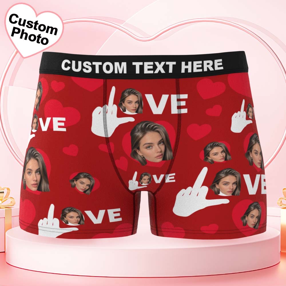 Valentine's Day Gifts Custom Face Men's Underwear Personalized Boxer Briefs Gifts for Him Love Gesture
