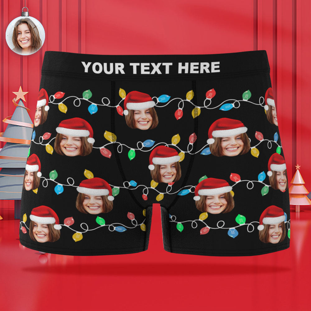 Custom Face Boxer Briefs Personalized Xmas Leds Underwear Christmas Gifts for Him - MyFaceBoxer