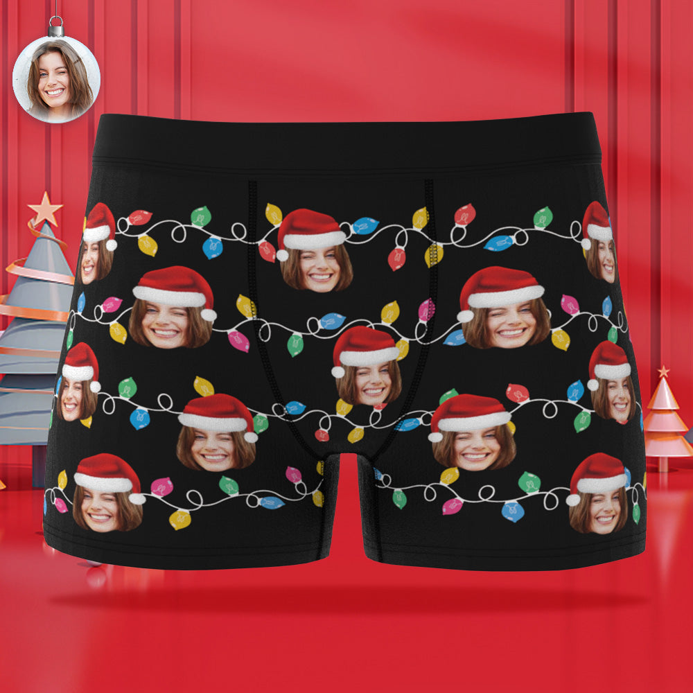 Custom Face Boxer Briefs Personalized Xmas Leds Underwear Christmas Gifts for Him - MyFaceBoxer