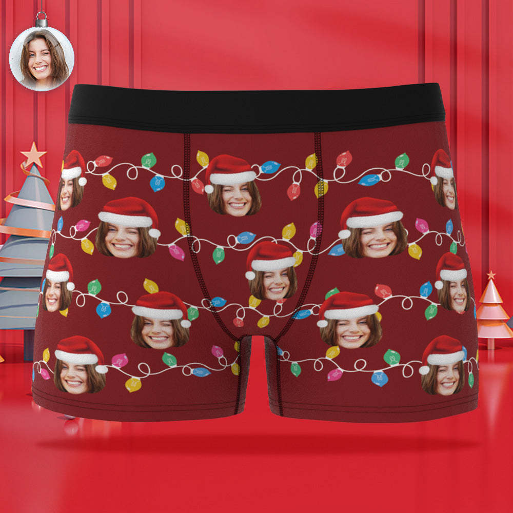 Custom Face Boxer Briefs Personalized Xmas Leds Underwear Christmas Gifts for Him - MyFaceBoxer