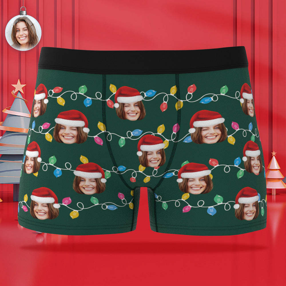Custom Face Boxer Briefs Personalized Xmas Leds Underwear Christmas Gifts for Him - MyFaceBoxer