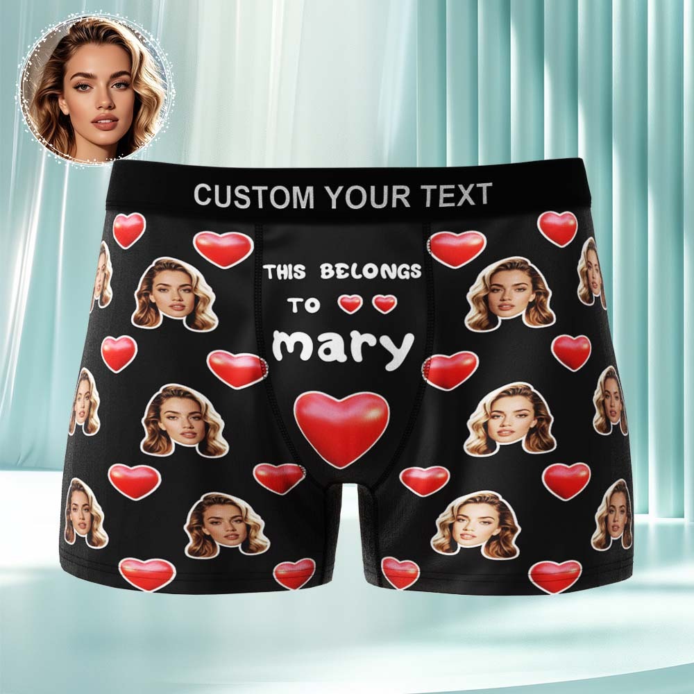 Custom Face Underwear Men's Boxer Briefs This Belongs to Personalized 