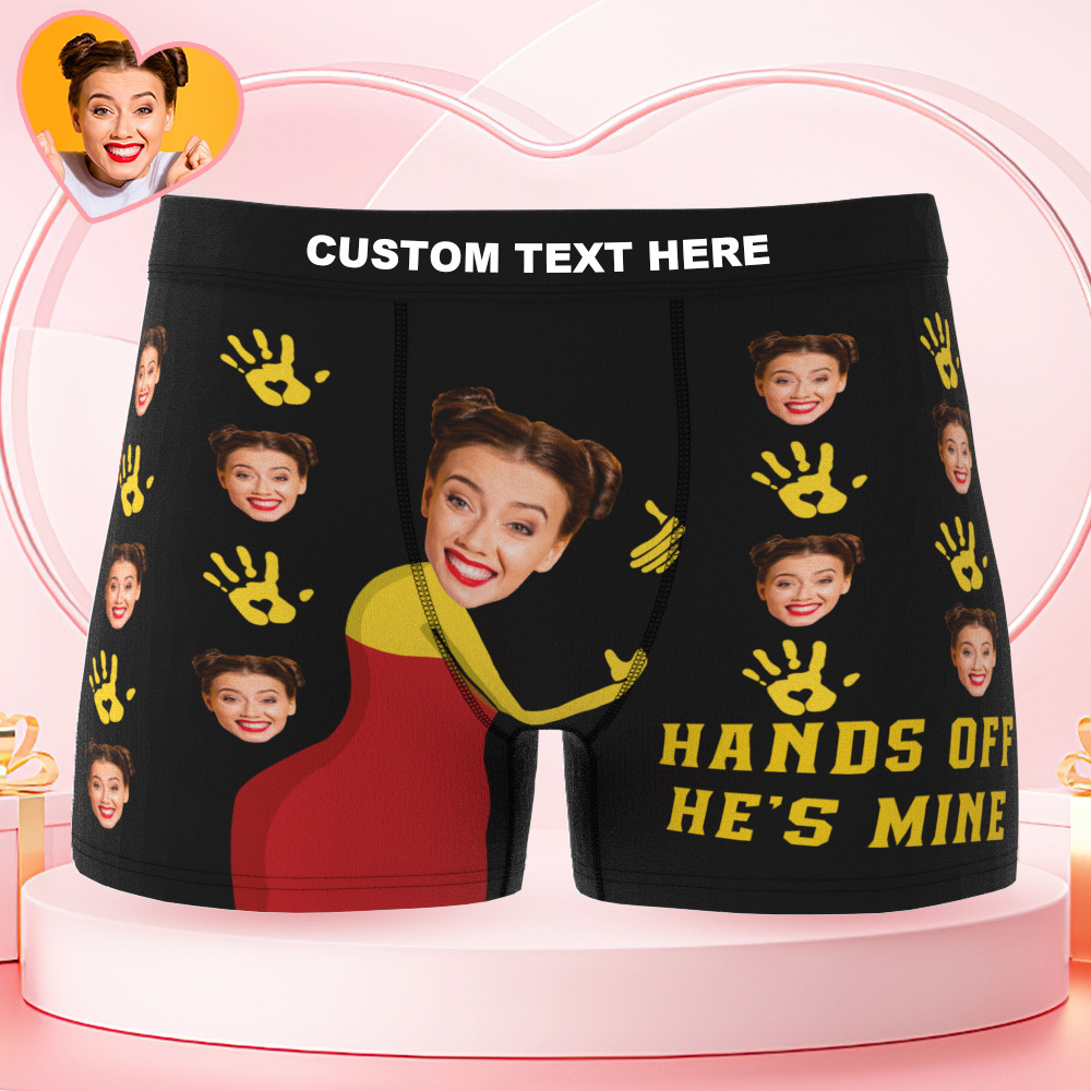 Valentine's Gifts Personalized Underwear Custom Photo Boxer Briefs Custom Photo Boxers Hands off
