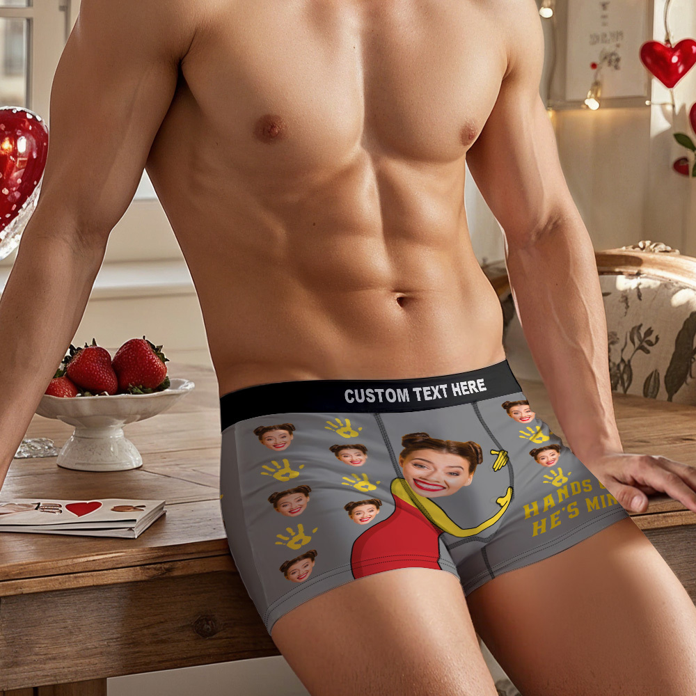 Valentine's Gifts Personalized Underwear Custom Photo Boxer Briefs Custom Photo Boxers Hands off
