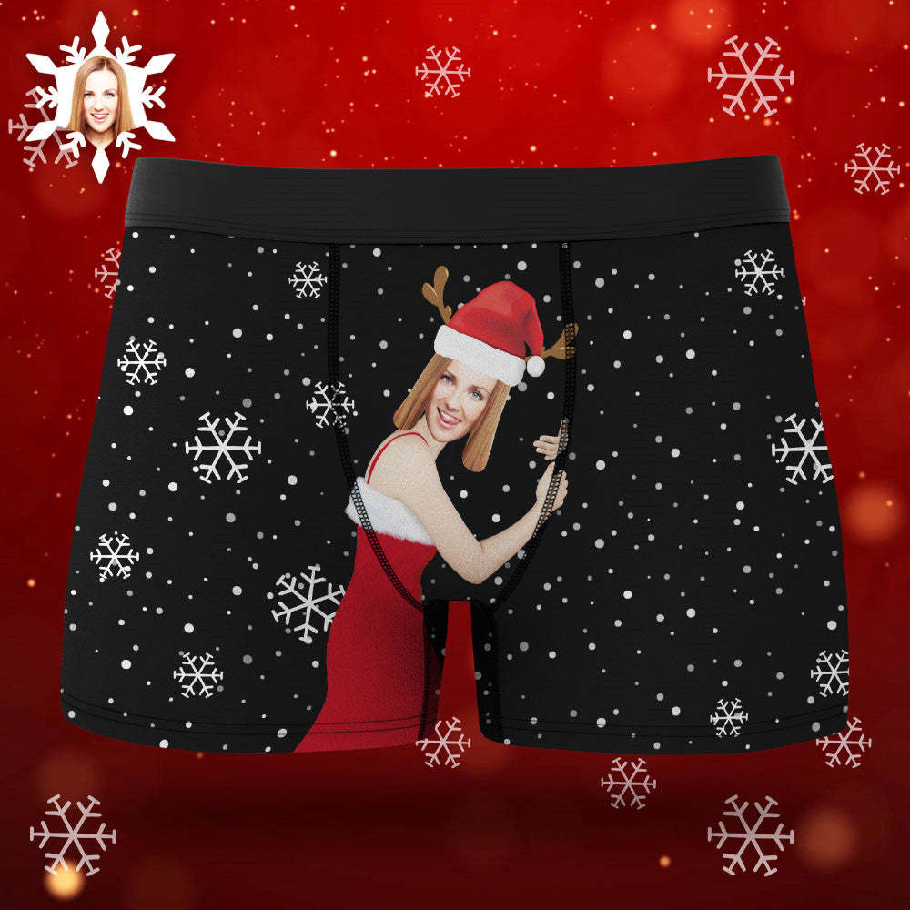 Custom Girlfriend Face Boxers Shorts Custom Photo Underwear Christmas Gift For Men AR View Gift - MyFaceBoxer