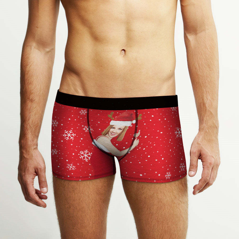 Custom Girlfriend Face Boxers Shorts Custom Photo Underwear Christmas Gift For Men AR View Gift - MyFaceBoxer