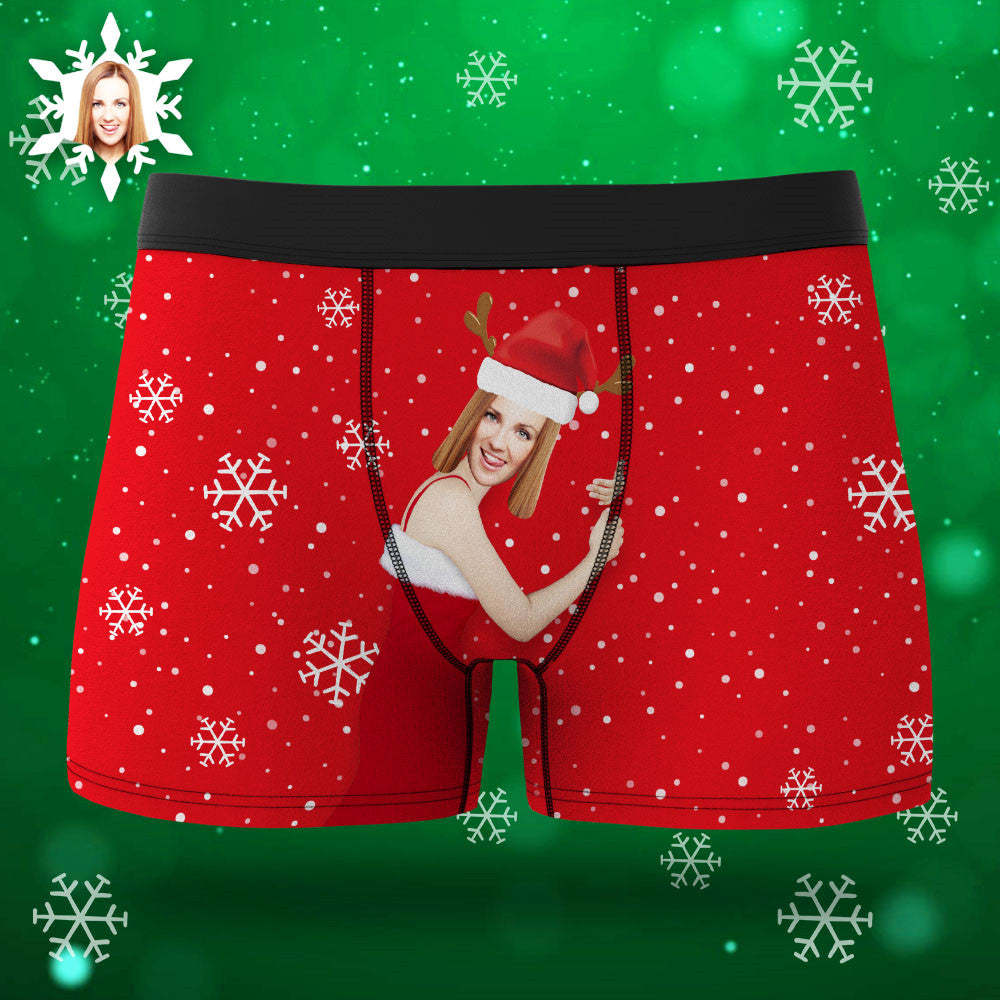Custom Girlfriend Face Boxers Shorts Custom Photo Underwear Christmas Gift For Men AR View Gift - MyFaceBoxer