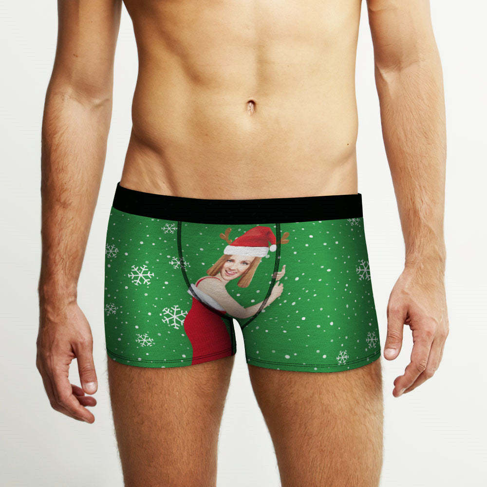 Custom Girlfriend Face Boxers Shorts Custom Photo Underwear Christmas Gift For Men AR View Gift - MyFaceBoxer