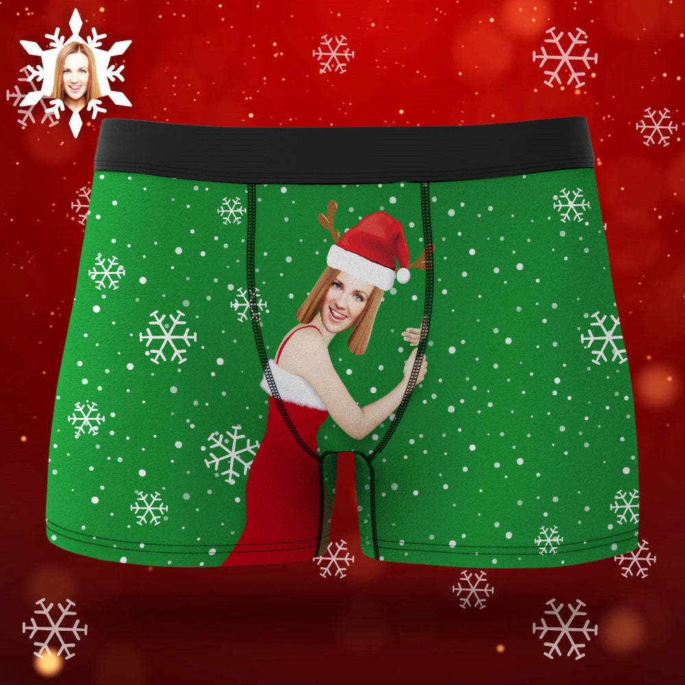 Custom Girlfriend Face Boxers Shorts Custom Photo Underwear Christmas Gift For Men AR View Gift - MyFaceBoxer