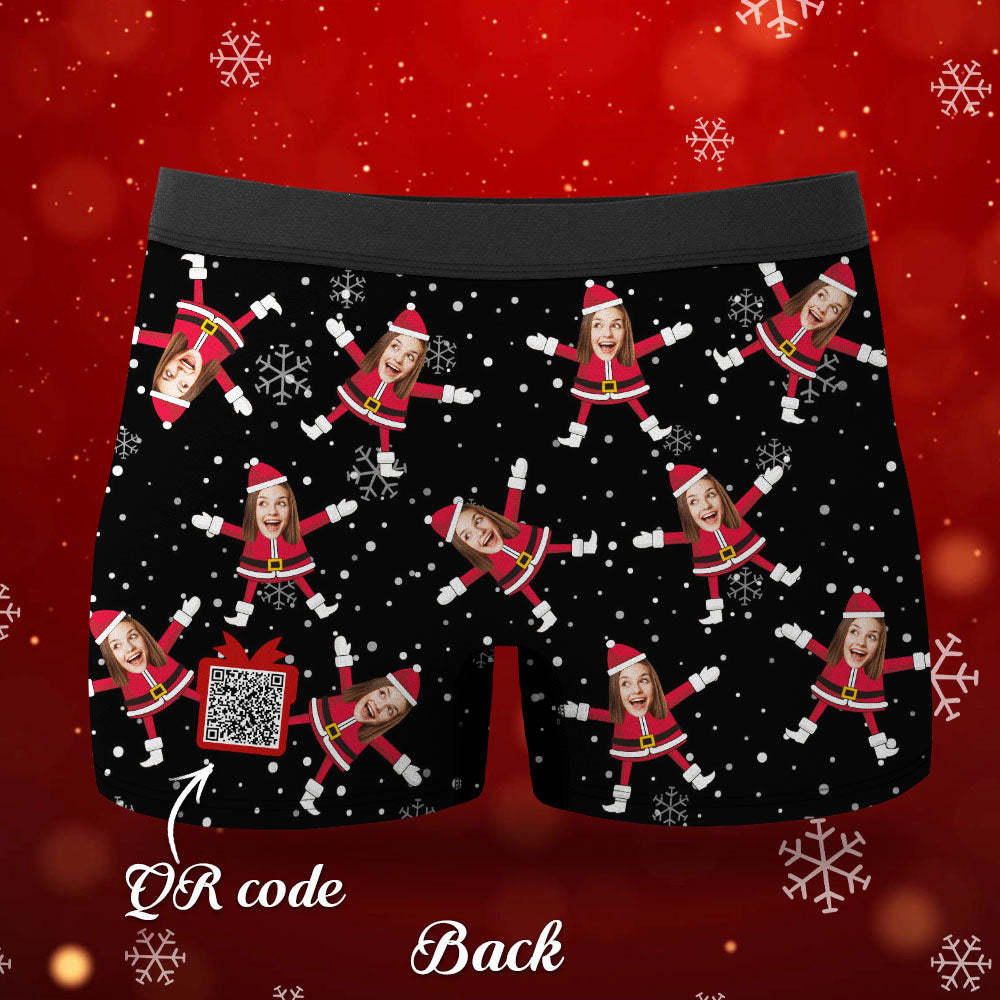 Custom Face Boxers Santa Claus Face Underwear Couple Gifts Christmas Gift AR View - MyFaceBoxer