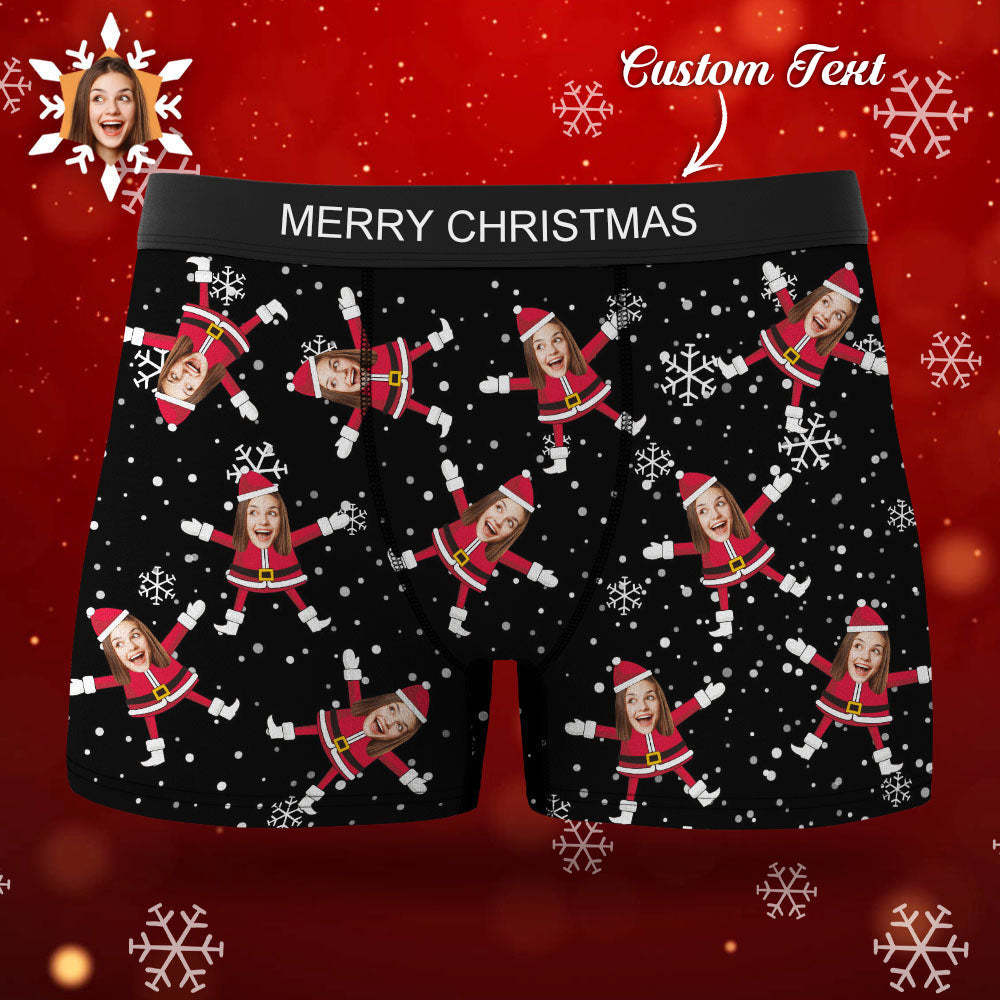 Custom Face Boxers Santa Claus Face Underwear Couple Gifts Christmas Gift AR View - MyFaceBoxer