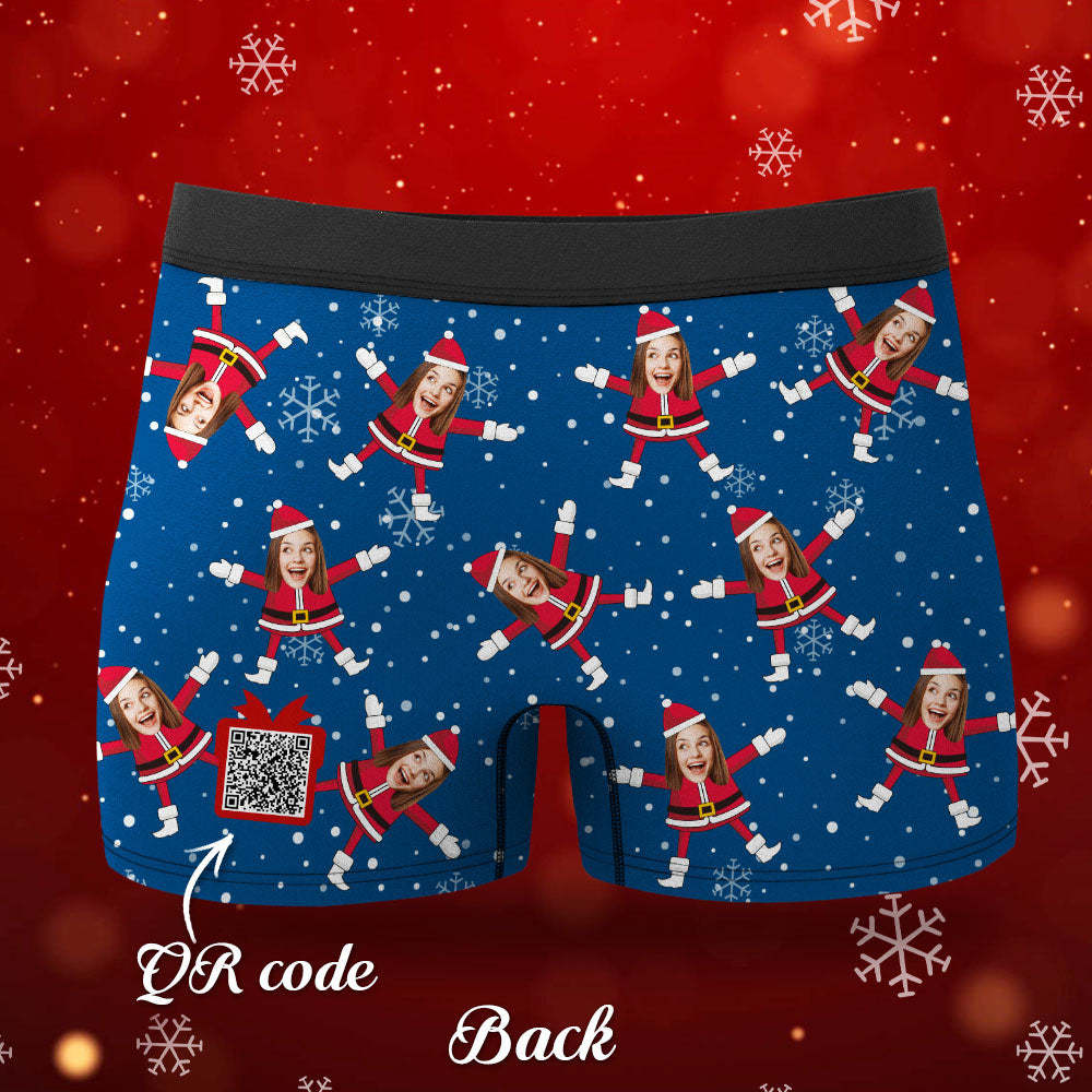 Custom Face Boxers Santa Claus Face Underwear Couple Gifts Christmas Gift AR View - MyFaceBoxer
