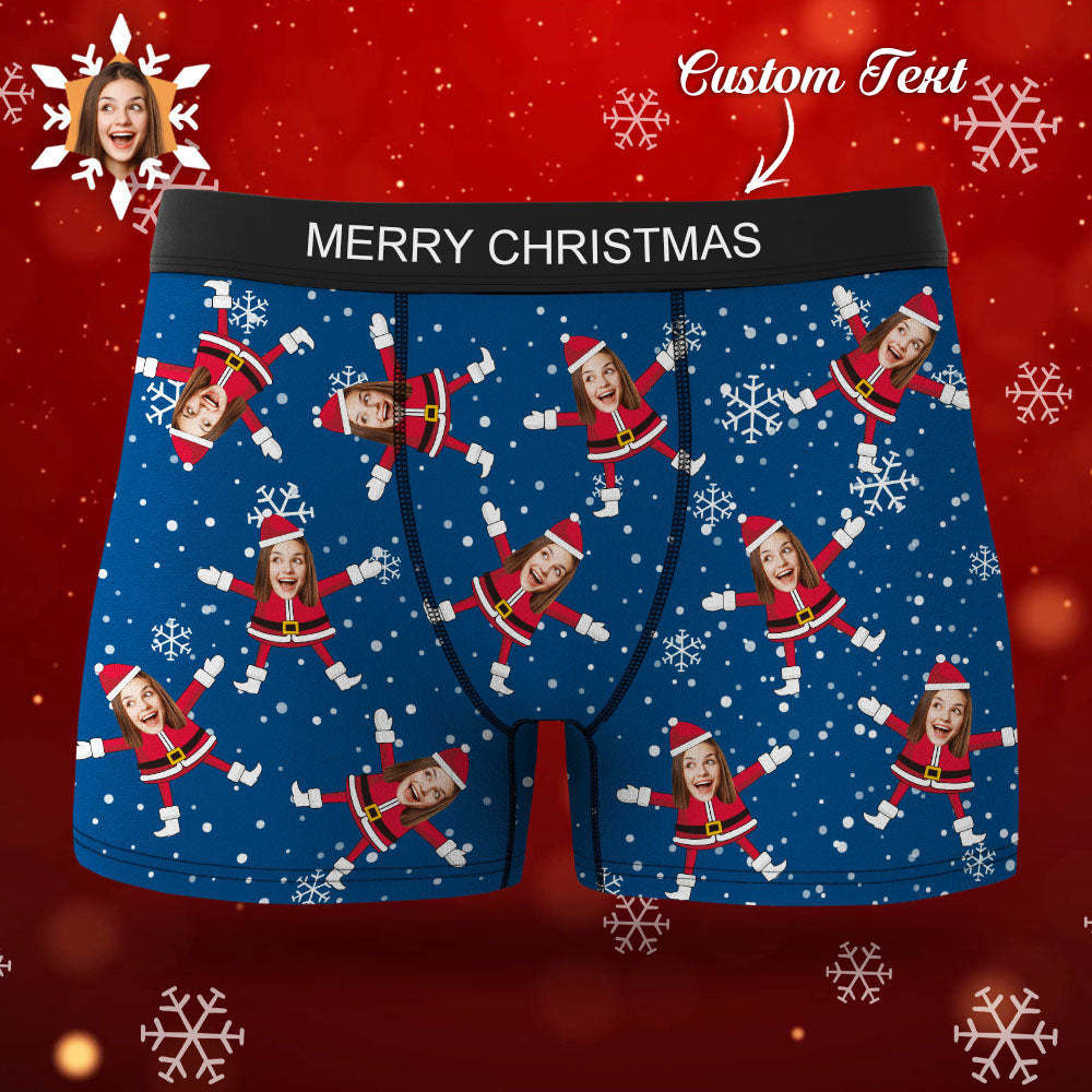 Custom Face Boxers Santa Claus Face Underwear Couple Gifts Christmas Gift AR View - MyFaceBoxer