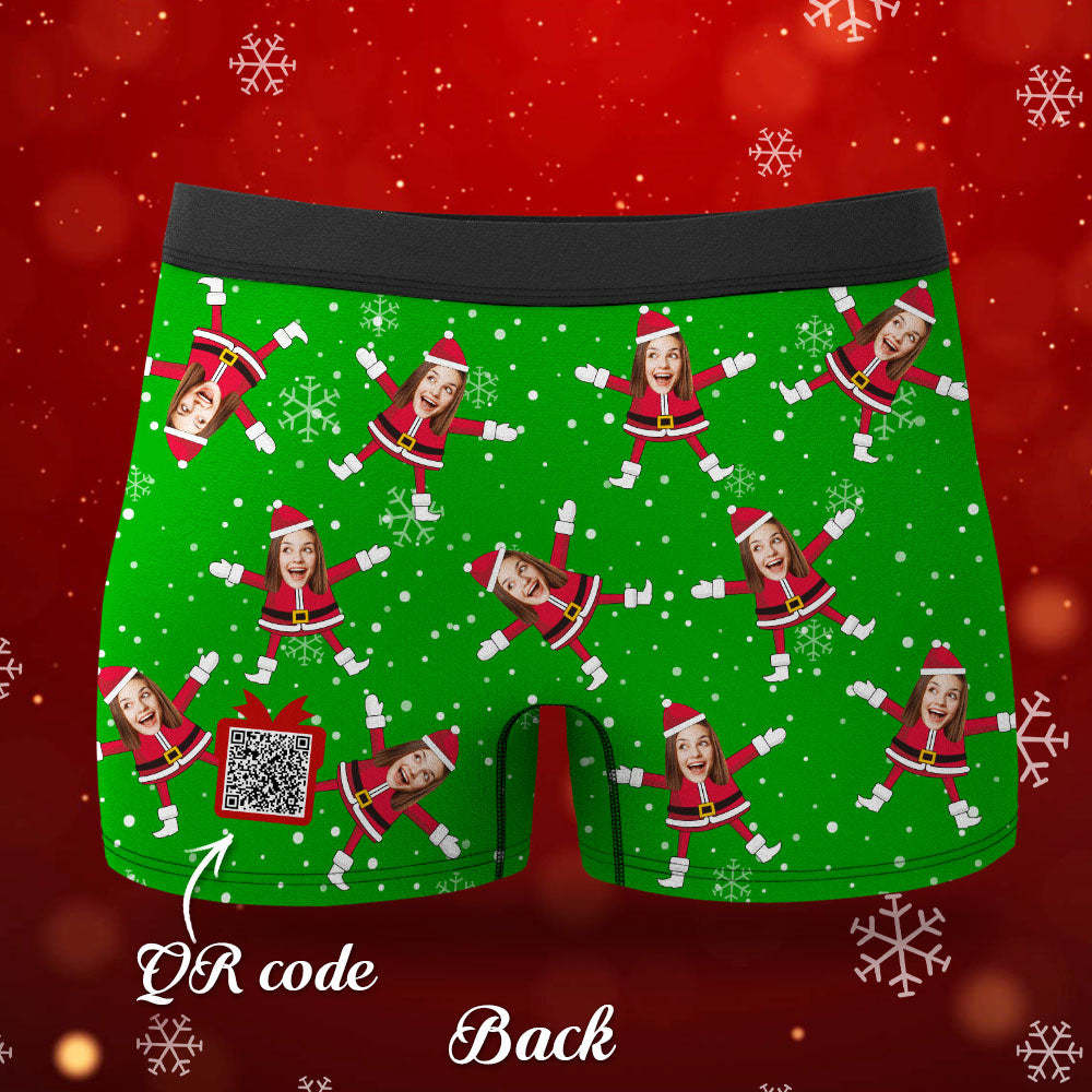 Custom Face Boxers Santa Claus Face Underwear Couple Gifts Christmas Gift AR View - MyFaceBoxer