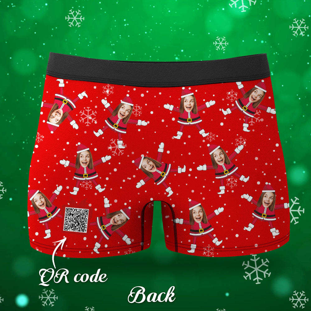 Custom Face Boxers Santa Claus Face Underwear Couple Gifts Christmas Gift AR View - MyFaceBoxer
