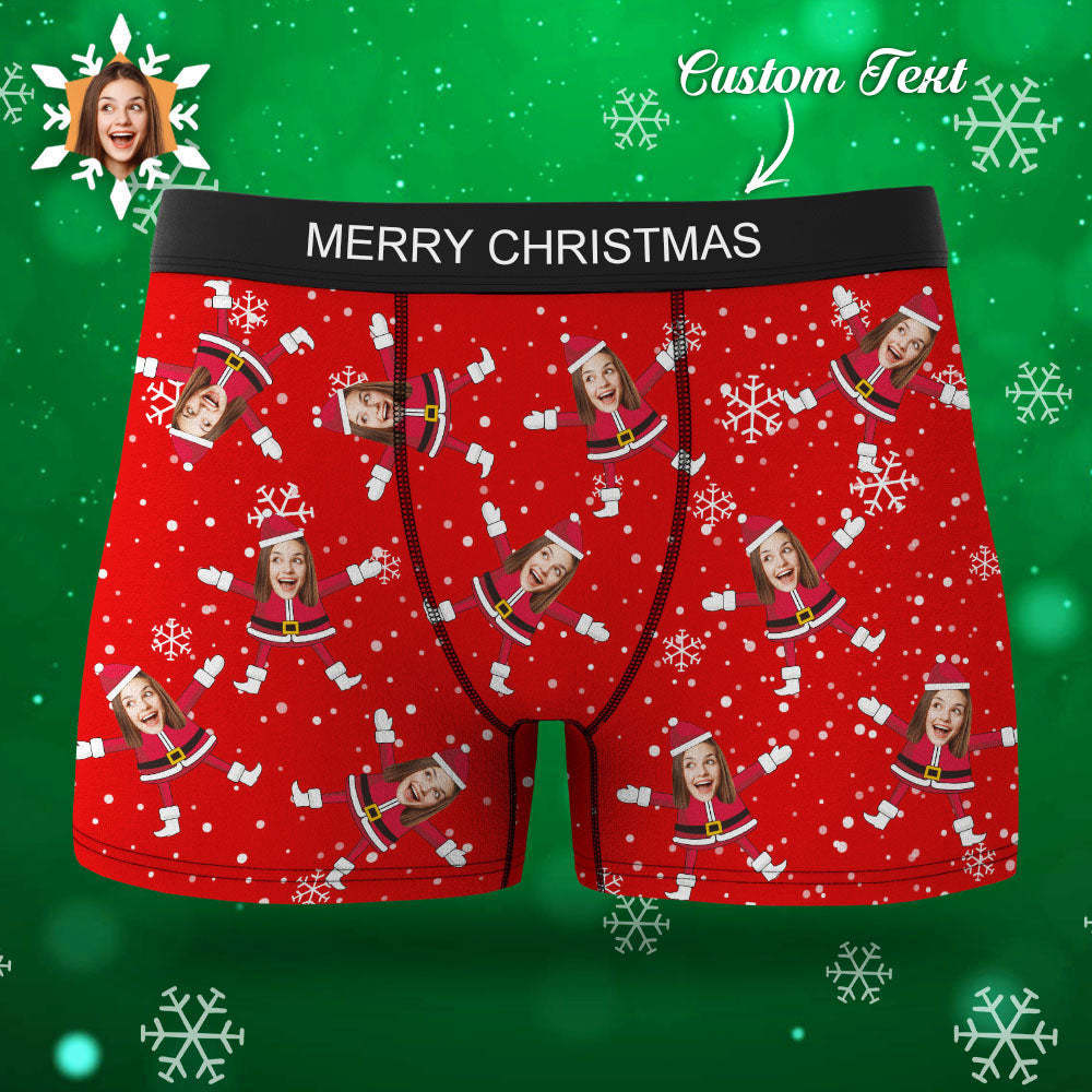 Custom Face Boxers Santa Claus Face Underwear Couple Gifts Christmas Gift AR View - MyFaceBoxer
