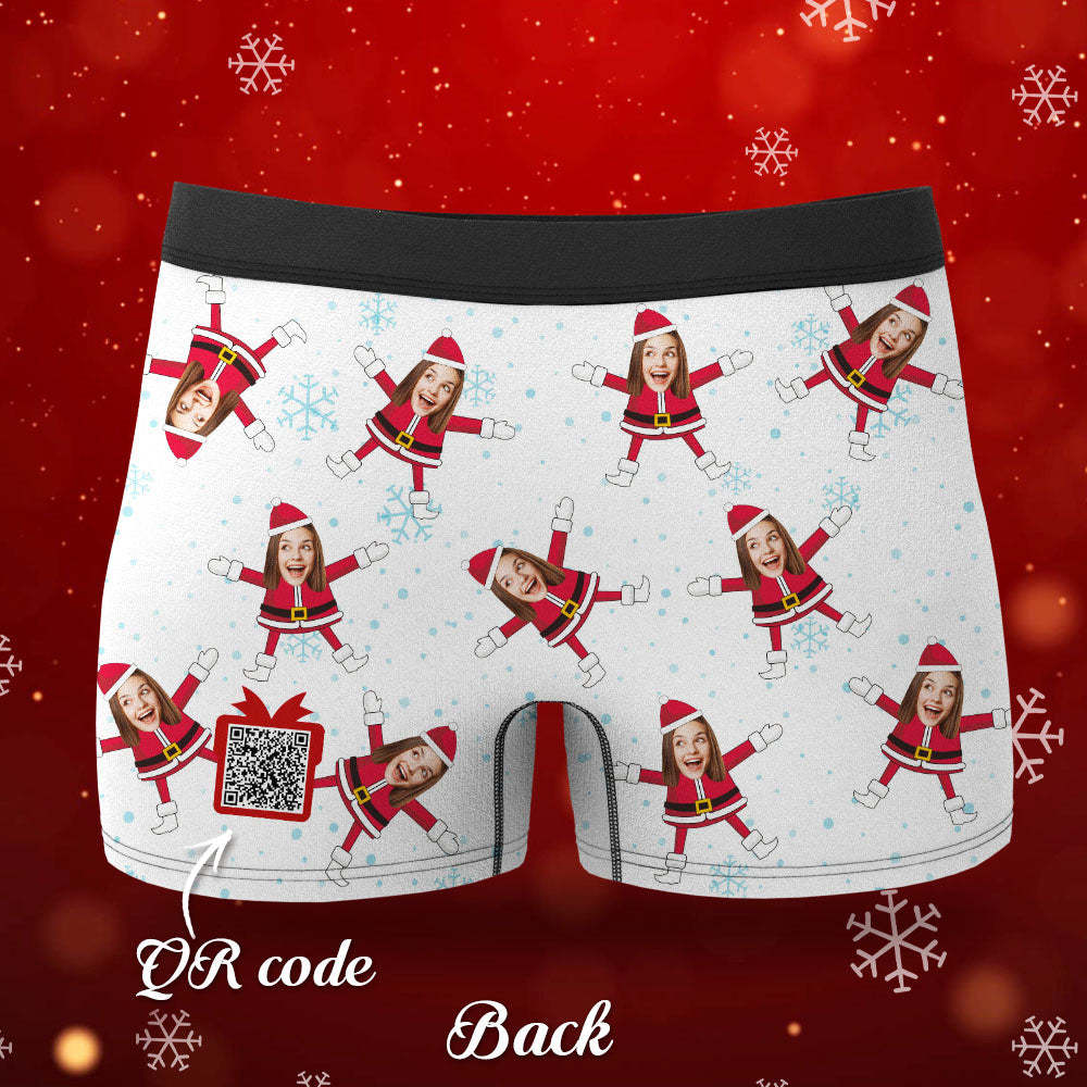 Custom Face Boxers Santa Claus Face Underwear Couple Gifts Christmas Gift AR View - MyFaceBoxer