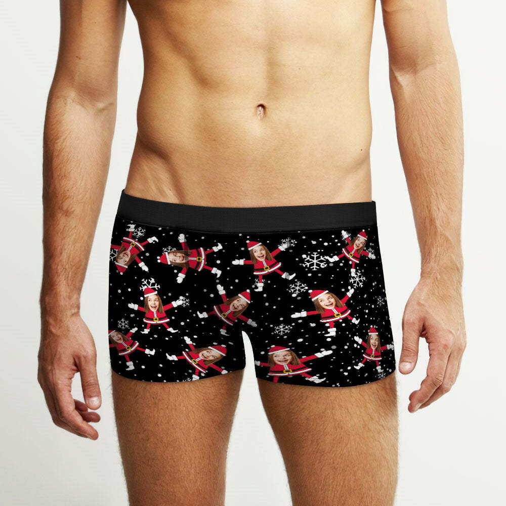Custom Face Boxers Santa Claus Face Underwear Couple Gifts Christmas Gift AR View - MyFaceBoxer