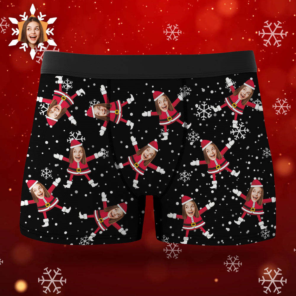 Custom Face Boxers Santa Claus Face Underwear Couple Gifts Christmas Gift AR View - MyFaceBoxer