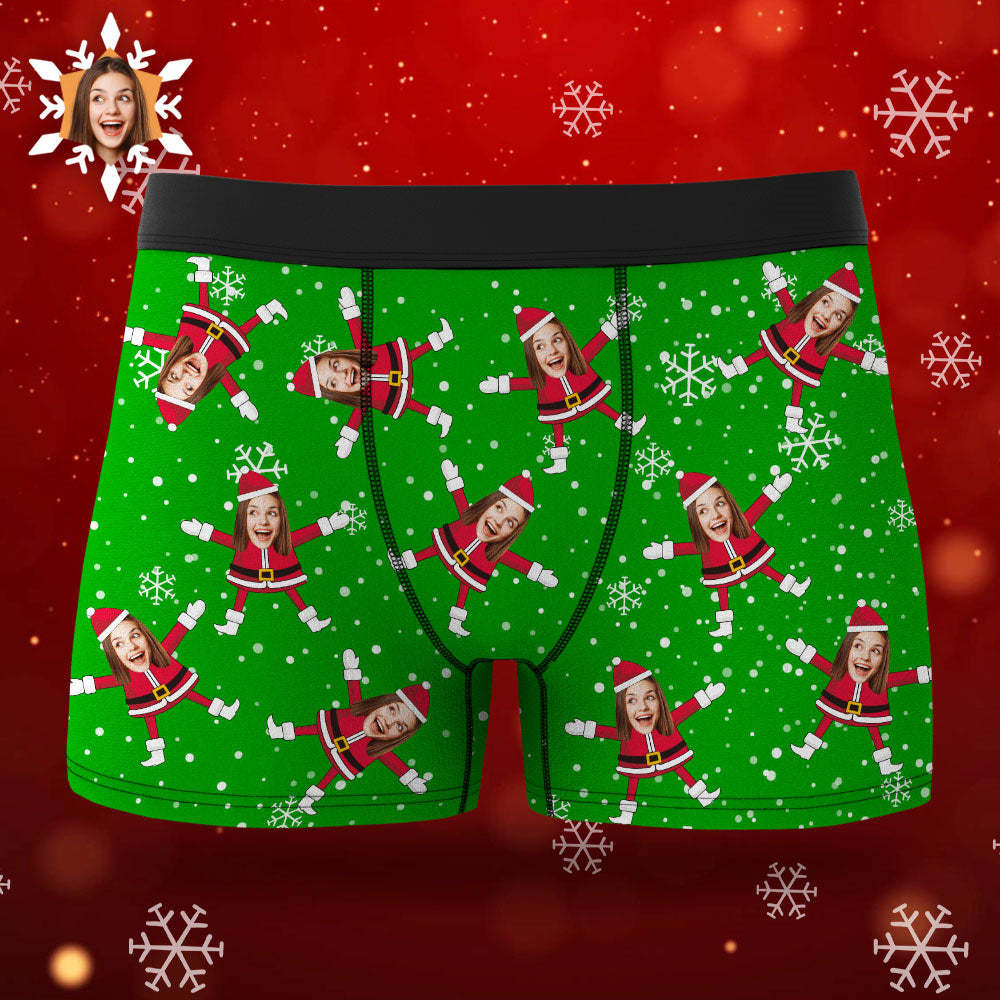 Custom Face Boxers Santa Claus Face Underwear Couple Gifts Christmas Gift AR View - MyFaceBoxer
