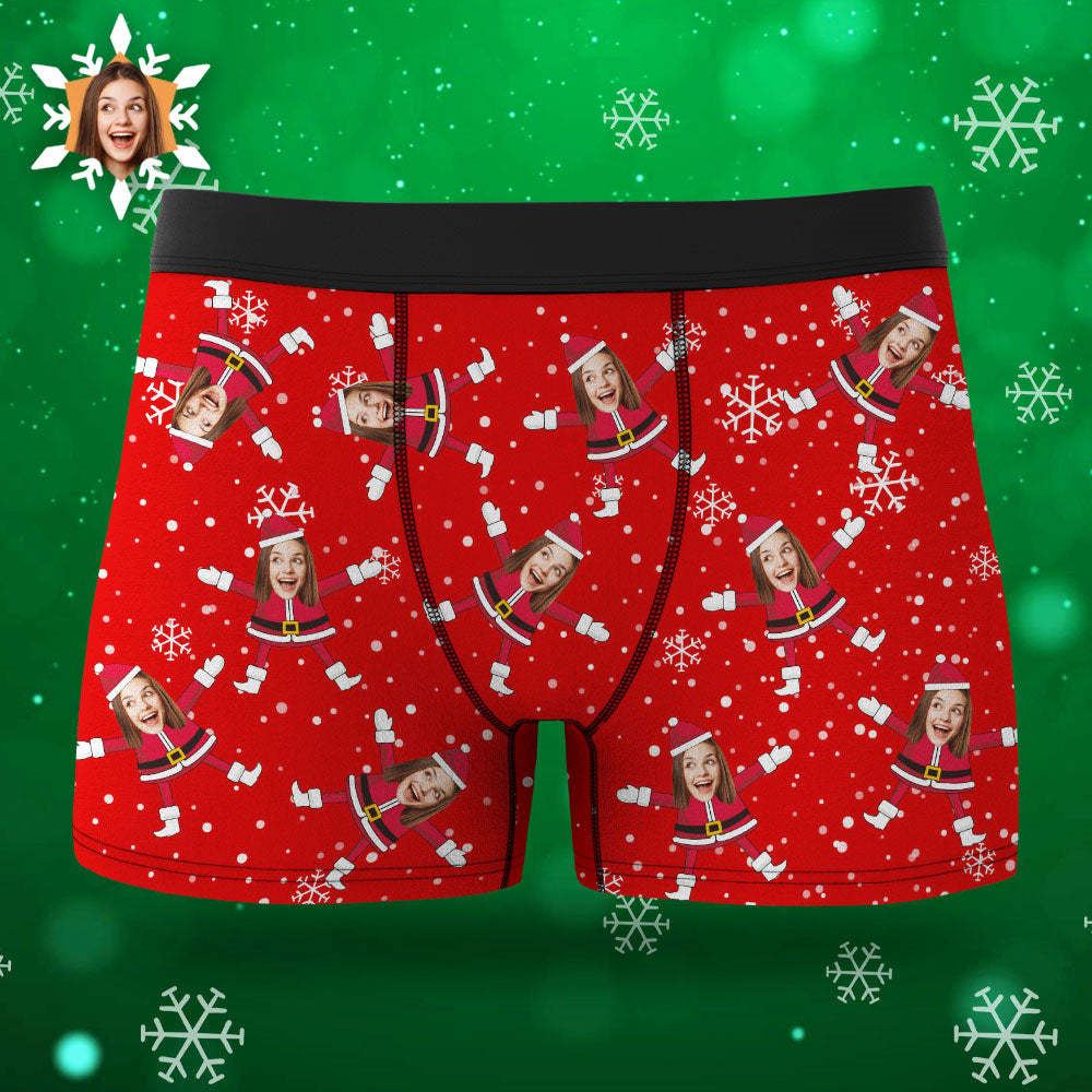 Custom Face Boxers Santa Claus Face Underwear Couple Gifts Christmas Gift AR View - MyFaceBoxer