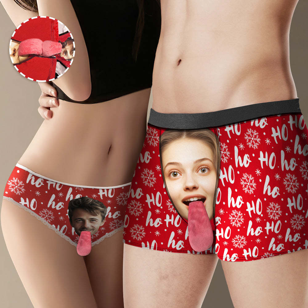 Custom Face Underwear Personalized Magnetic Tongue Underwear Christmas Gifts for Couple - MyFaceBoxer