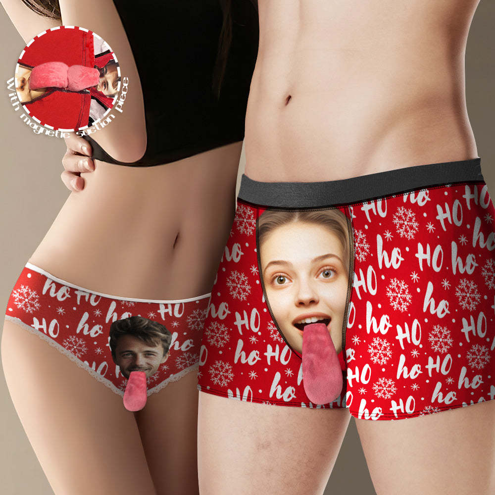 Custom Face Underwear Personalized Magnetic Tongue Underwear Christmas Gifts for Couple - MyFaceBoxer