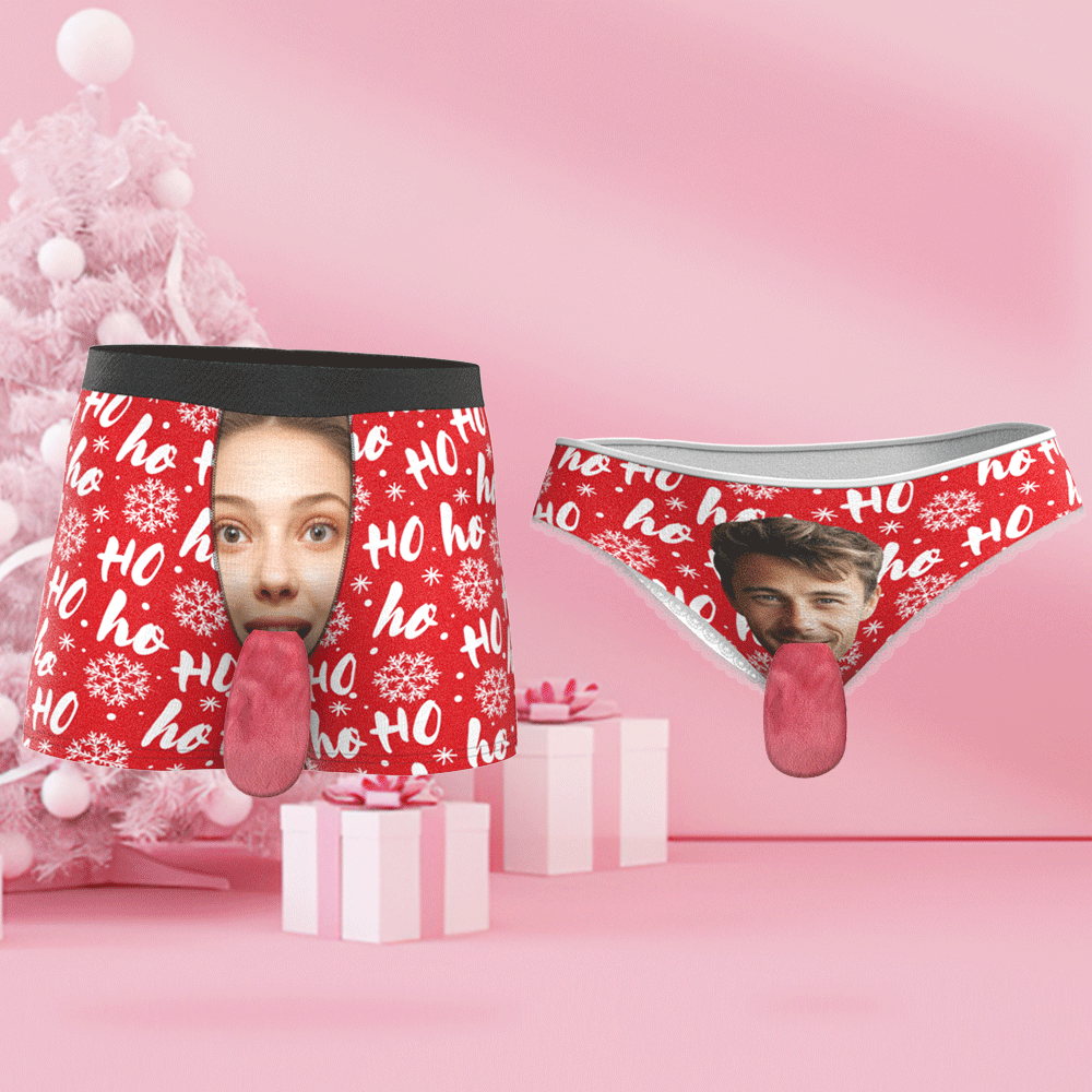 Custom Face Underwear Personalized Magnetic Tongue Underwear Christmas Gifts for Couple - MyFaceBoxer