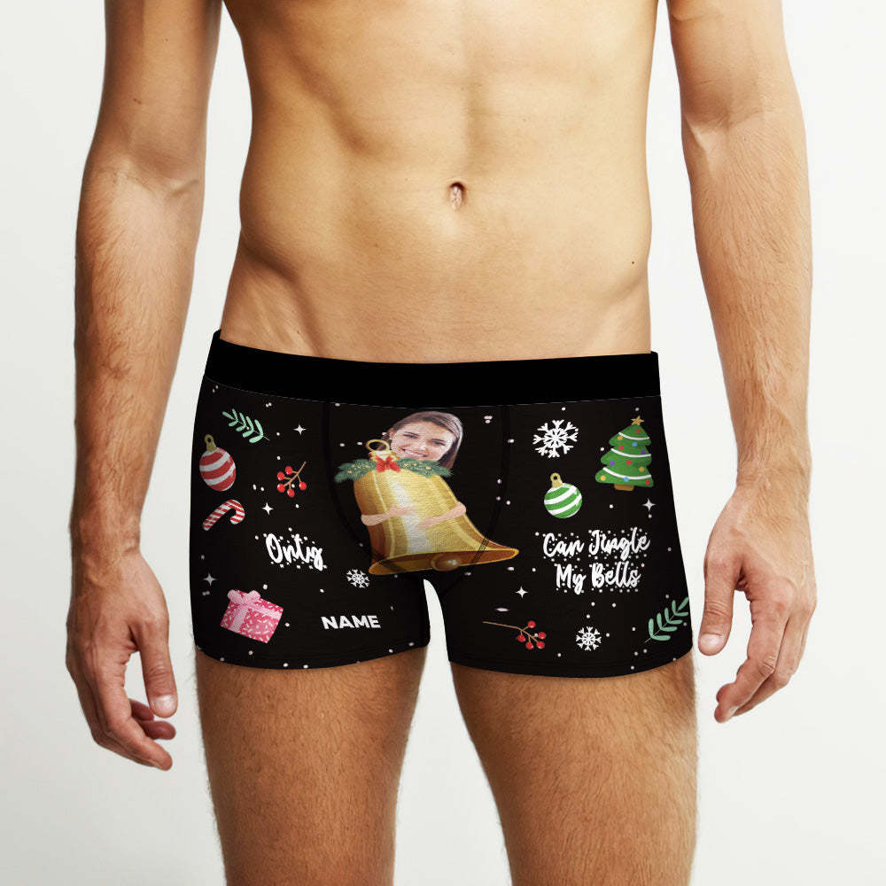 Custom Men's Photo Boxers Personalized Jingle My Bells Christmas Face Underwear - MyFaceBoxer